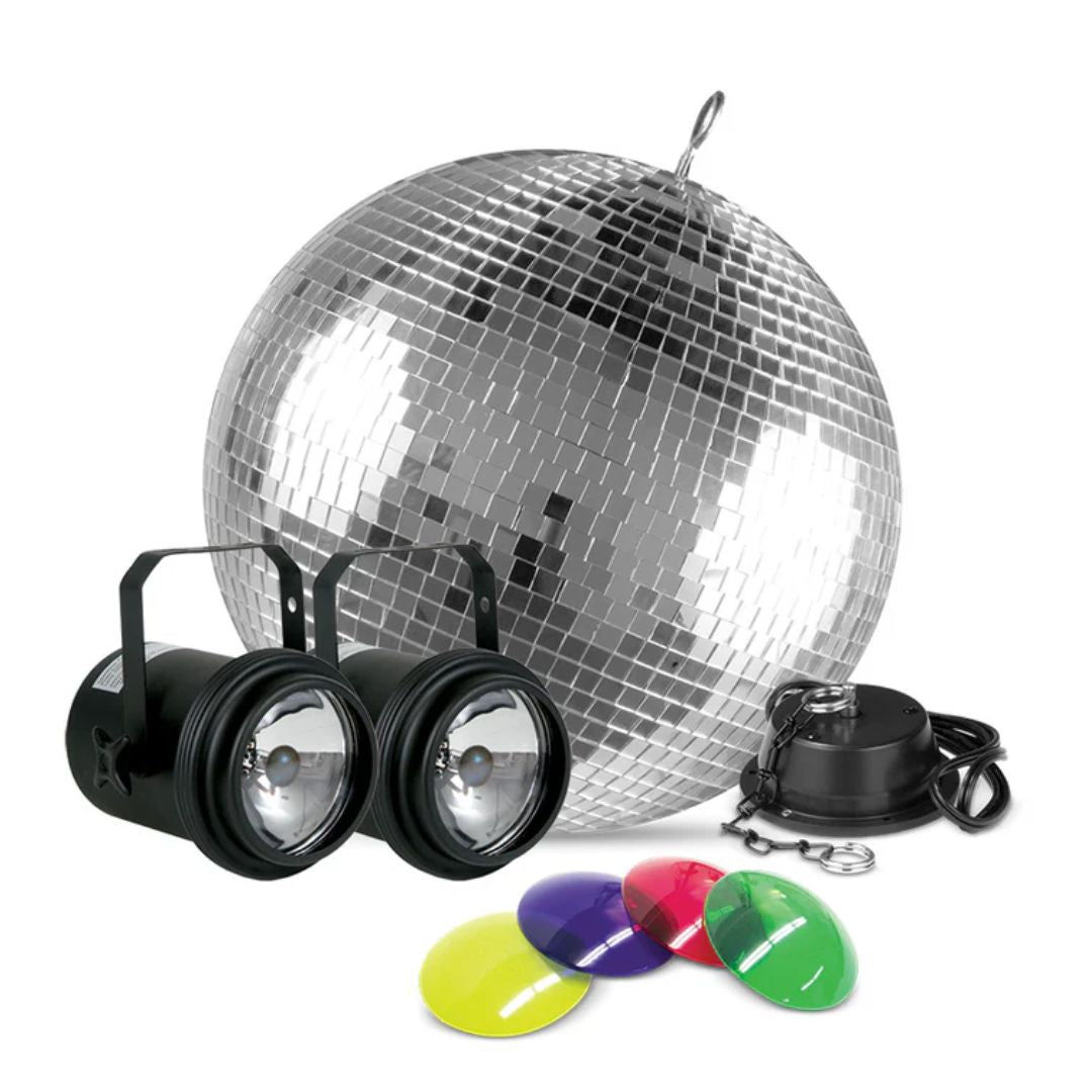 All Eliminator Lighting M502EL 12" Mirror Ball Kit inclusion on white background