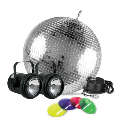 All Eliminator Lighting M502EL 12" Mirror Ball Kit inclusion on white background