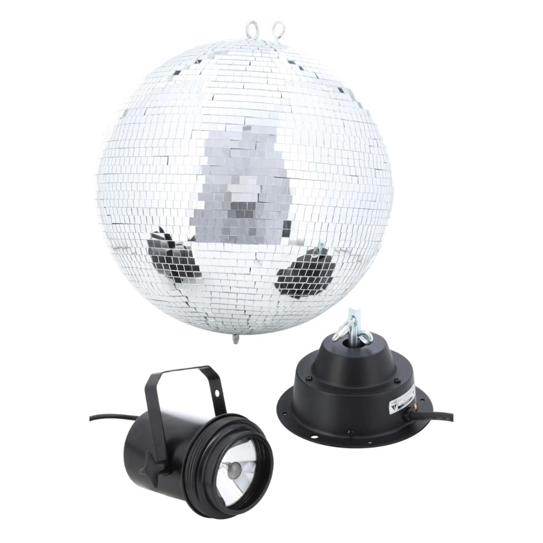 Front view of Eliminator Lighting M600EL 16" Mirror Ball Package with Inclusions on white background