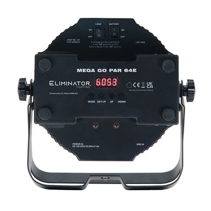 Rear view of Eliminator Lighting Mega Go Par 64E on white background