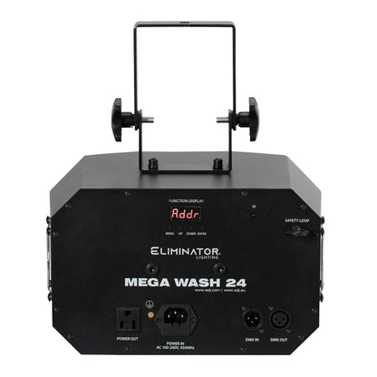 Rear view of Eliminator Lighting Mega Wash 24 on white background