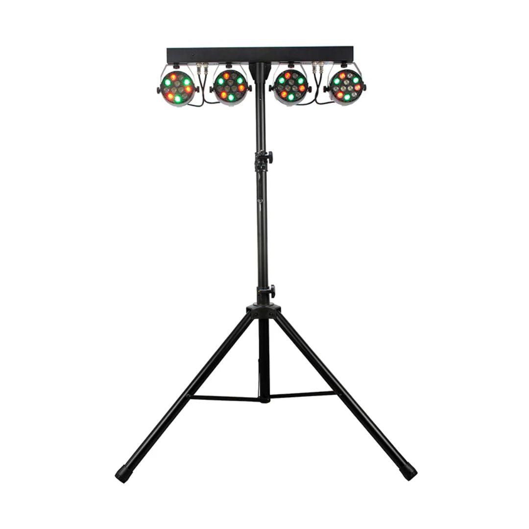 Front view of Eliminator Lighting Mini Par Bar on white background