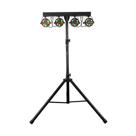 Front view of Eliminator Lighting Mini Par Bar on white background