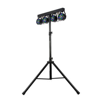 Angled view of Eliminator Lighting Mini Par Bar on white background