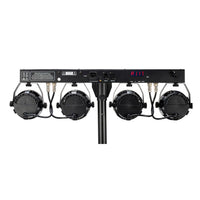 Close up rear view of Eliminator Lighting Mini Par Bar on white background