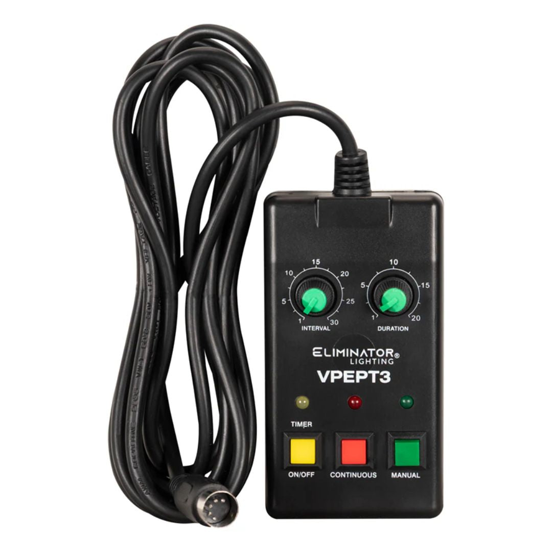 Remote control of Eliminator Lighting Mister Kool EP Fog Machine on white background