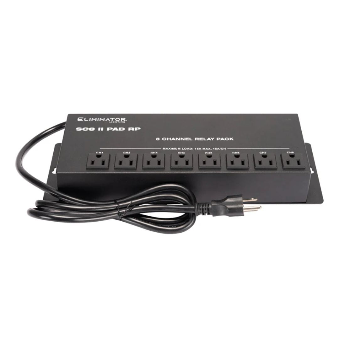 Front view of Eliminator Lighting SC8 II Pad Relay Pack on white background