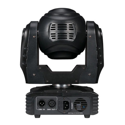 Rear ports view of Eliminator Lighting Stealth Beam Moving Head RGBW LED Fixture on white background