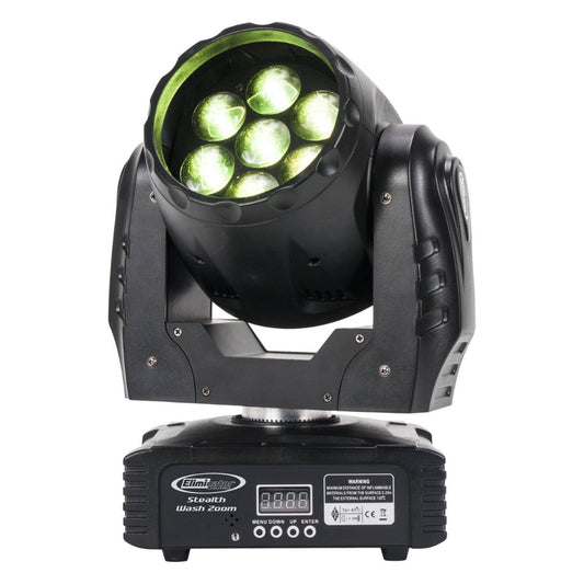 Front view of Eliminator Lighting Stealth Wash Zoom LED Moving Head on white background