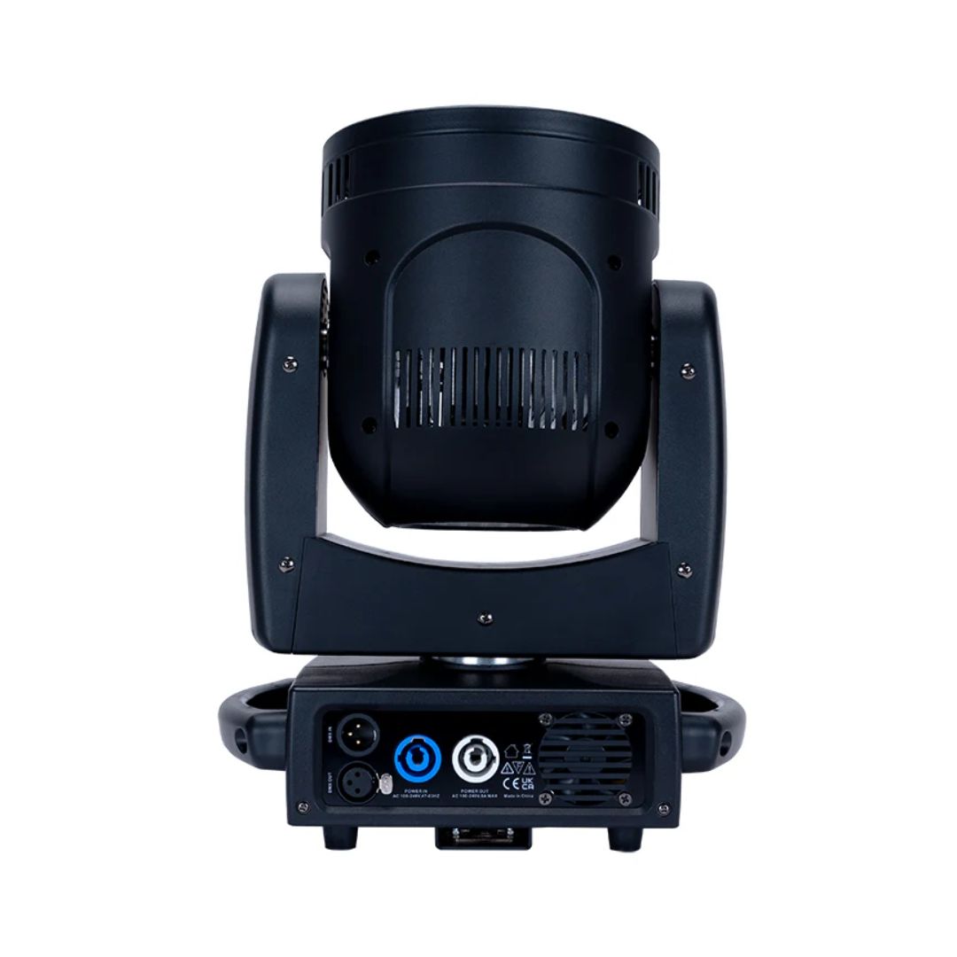 Rear view of Eliminator Lighting Stryker Max RGBW LED Moving Head on white background