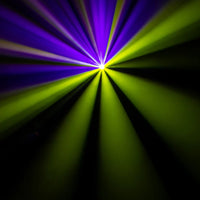 Eliminator Lighting Stryker Spot 7-Color LED Moving Head beaming blue and yellow lights