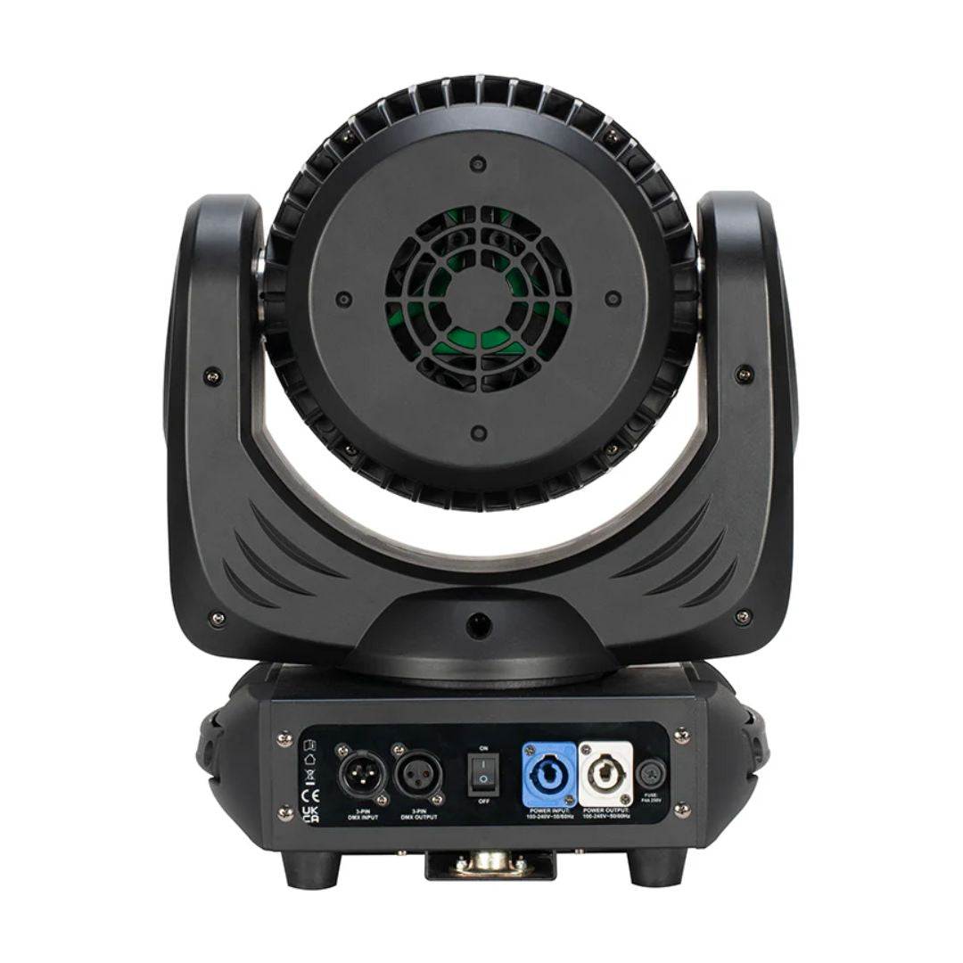 Rear view of Eliminator Lighting Stryker Wash Moving Head on white background