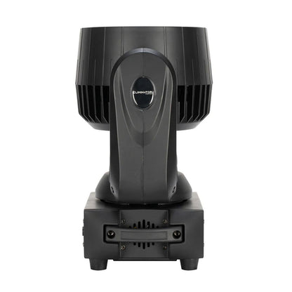 Side view of Eliminator Lighting Stryker Wash Moving Head with head tilted up on white background