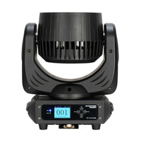 Front view of Eliminator Lighting Stryker Wash Moving Head with head tilted up on white background