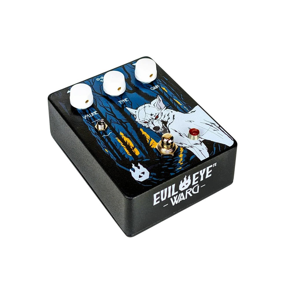 Angled view of Evil Eye FX Warg Pedal on white background
