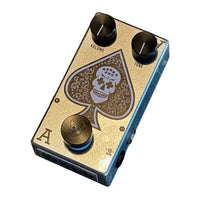 Angled top view of Flattley Bass Ace Tone Boost Pedal on white background