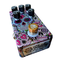 Angled top view of Flattley Bass Chief Bass Overdrive Pedal on white background