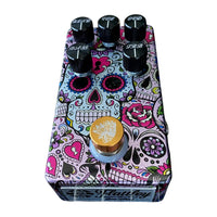 Angled top view of Flattley Bass Chief Bass Overdrive Pedal on white background