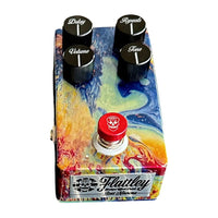 Angled top view of Flattley Bass Nirvana Bass Analog Delay Pedal on white background