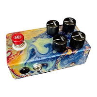 Top side view of Flattley Bass Nirvana Bass Analog Delay Pedal on white background