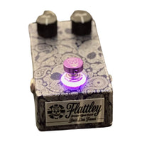 Angled top view of Flattley Bass Star Fazer Bass Phaser Pedal on white background