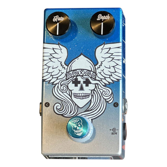 Top view of Flattley Bass Valkyrie Bass Vintage Chorus Pedal on white background