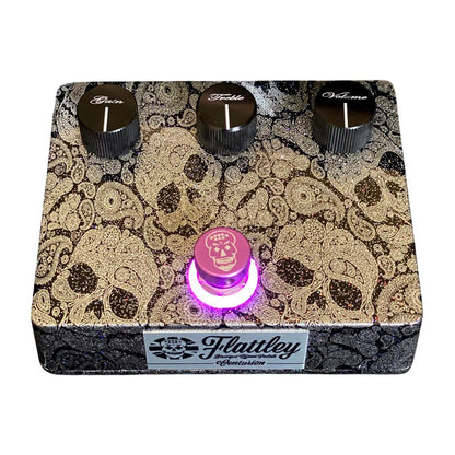 Top view of Flattley Centurion Transparent Overdrive Pedal on white background