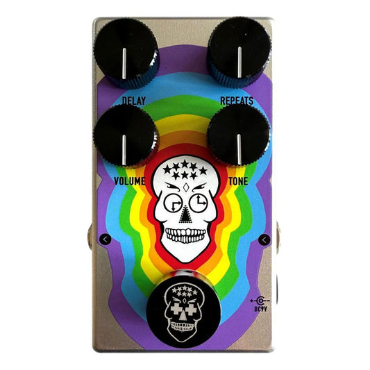 Top view of Flattley Nirvana Analogue Delay Pedal on white background