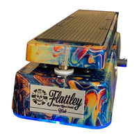 Angled front view of Flattley Oil Slick The Flattley Wah Pedal on white background