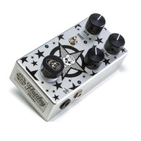 Angled view of Flattley Plexstar Plexi Drive Pedal on white background