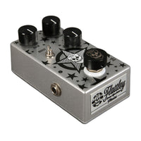 Angled top view of Flattley Plexstar Plexi Drive Pedal on white background