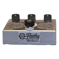 Front view of Flattley Silver Centurion Transparent Overdrive Pedal on white background