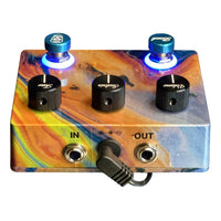 Rear view of Flattley Solaris Pro Fuzz with Boost Pedal on white background