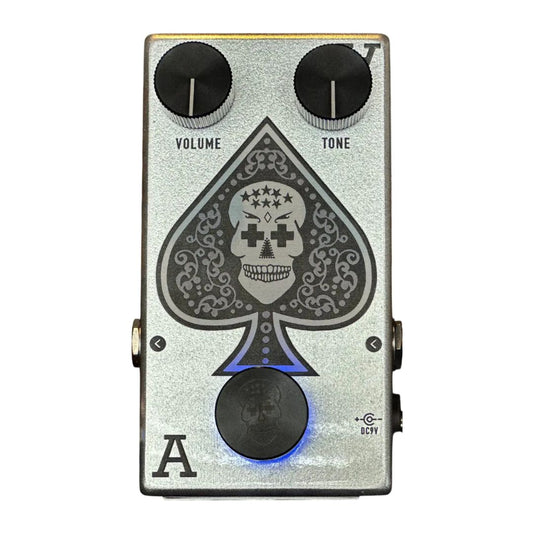 Top view of Flattley The Ace Tone Boost Pedal on white background