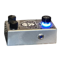 Side view of Flattley The Ace Tone Boost Pedal on white background