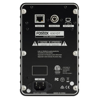 Rear ports view of Fostex 6301DT 4" Active Speaker on white background