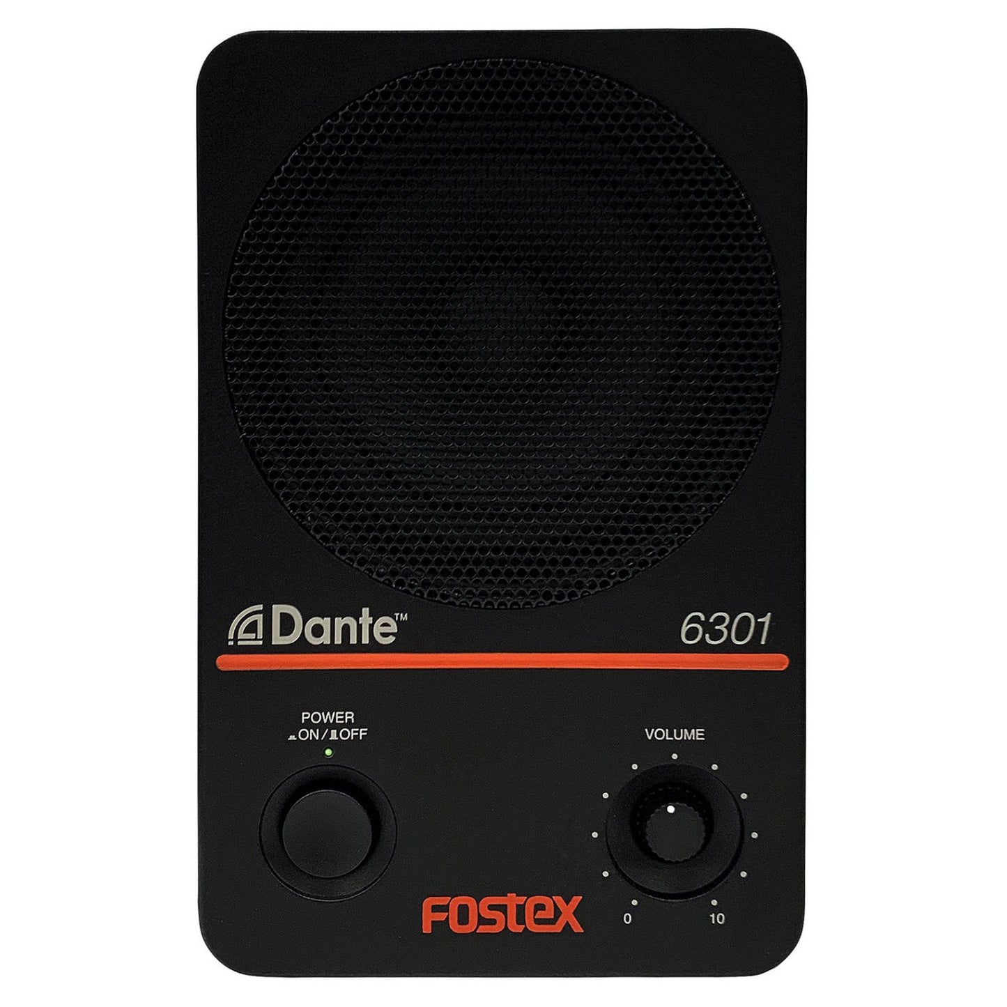 Front view of Fostex 6301DT 4" Active Speaker Single on white background