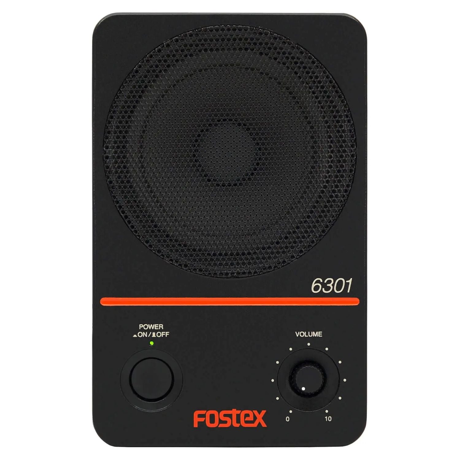 Front view of Fostex 6301NE 4" Active Speaker Single on white background