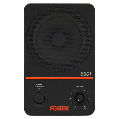 Front view of Fostex 6301NE 4" Active Speaker Single on white background