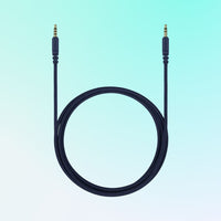 Coiled view of Fostex ET-RP3.5UB 3.5mm 3-Pole Unbalanced Cable on blue background