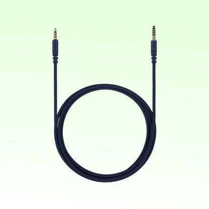 Coiled view of Fostex ET-RP4.4BL 4.4mm 5-Pole Balanced Cable on green background