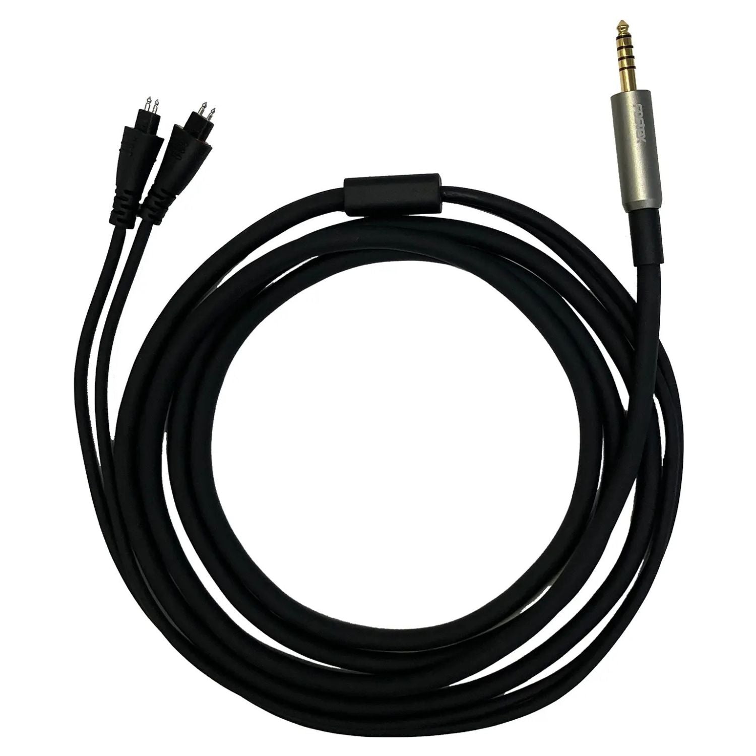 Coiled view of Fostex ET-TH4.4BL 4.4mm 5-Pole Balanced Cable on white background