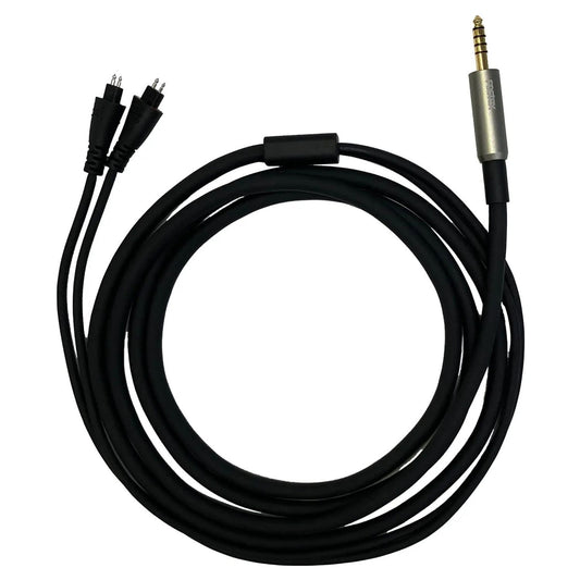 Coiled view of Fostex ET-TH4.4BL 4.4mm 5-Pole Balanced Cable on white background