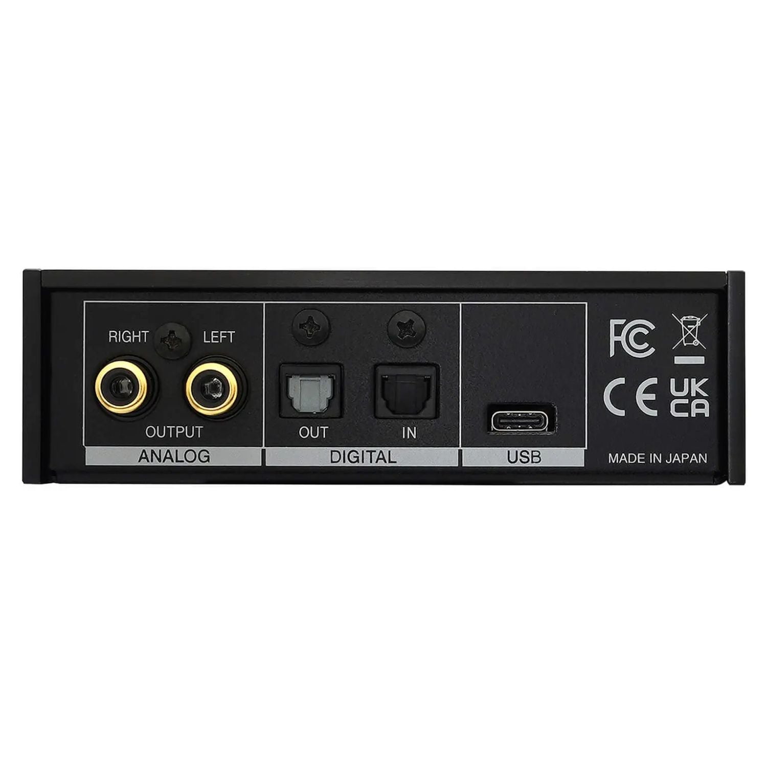 Rear ports view of Fostex HP-A3mk2 USB DAC on white background