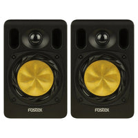 Front view of Fostex NF04R 4" Active Speaker Pair on white background