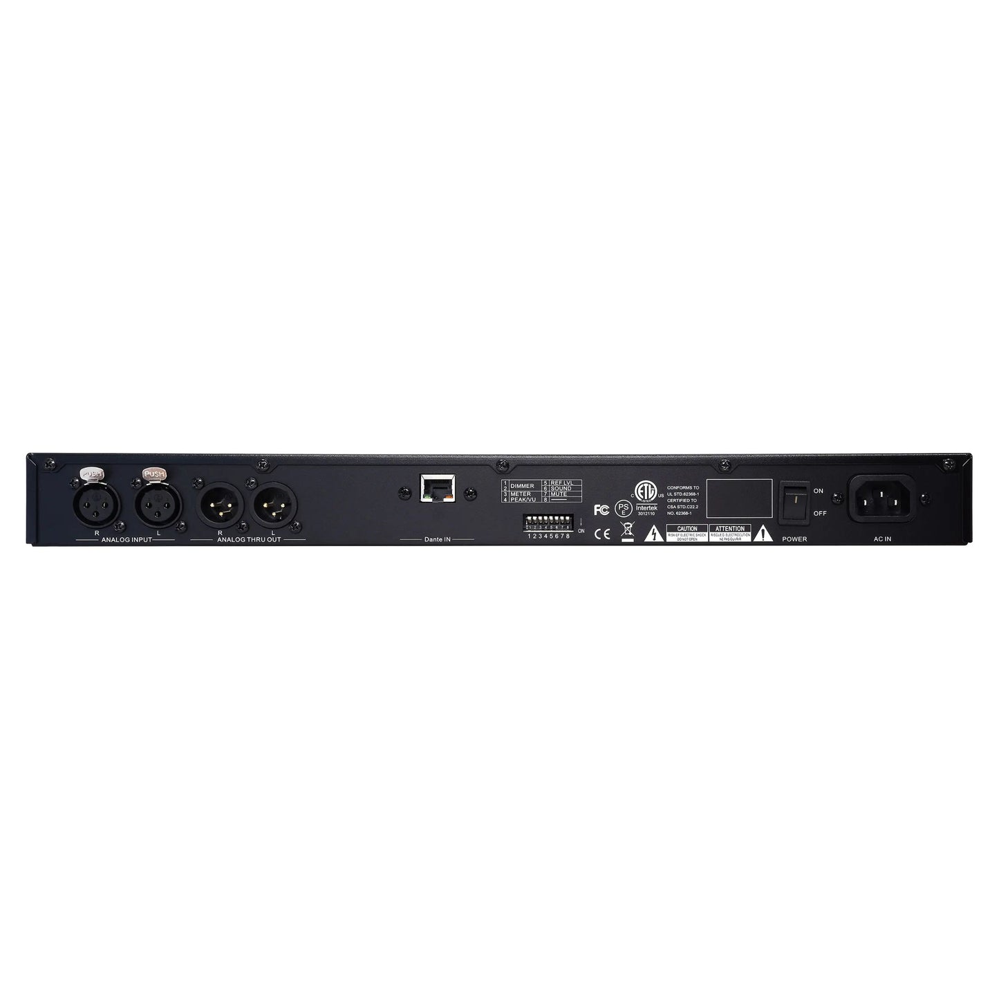 Rear ports view of Fostex RM-3DT Stereo Rack Monitor on white background