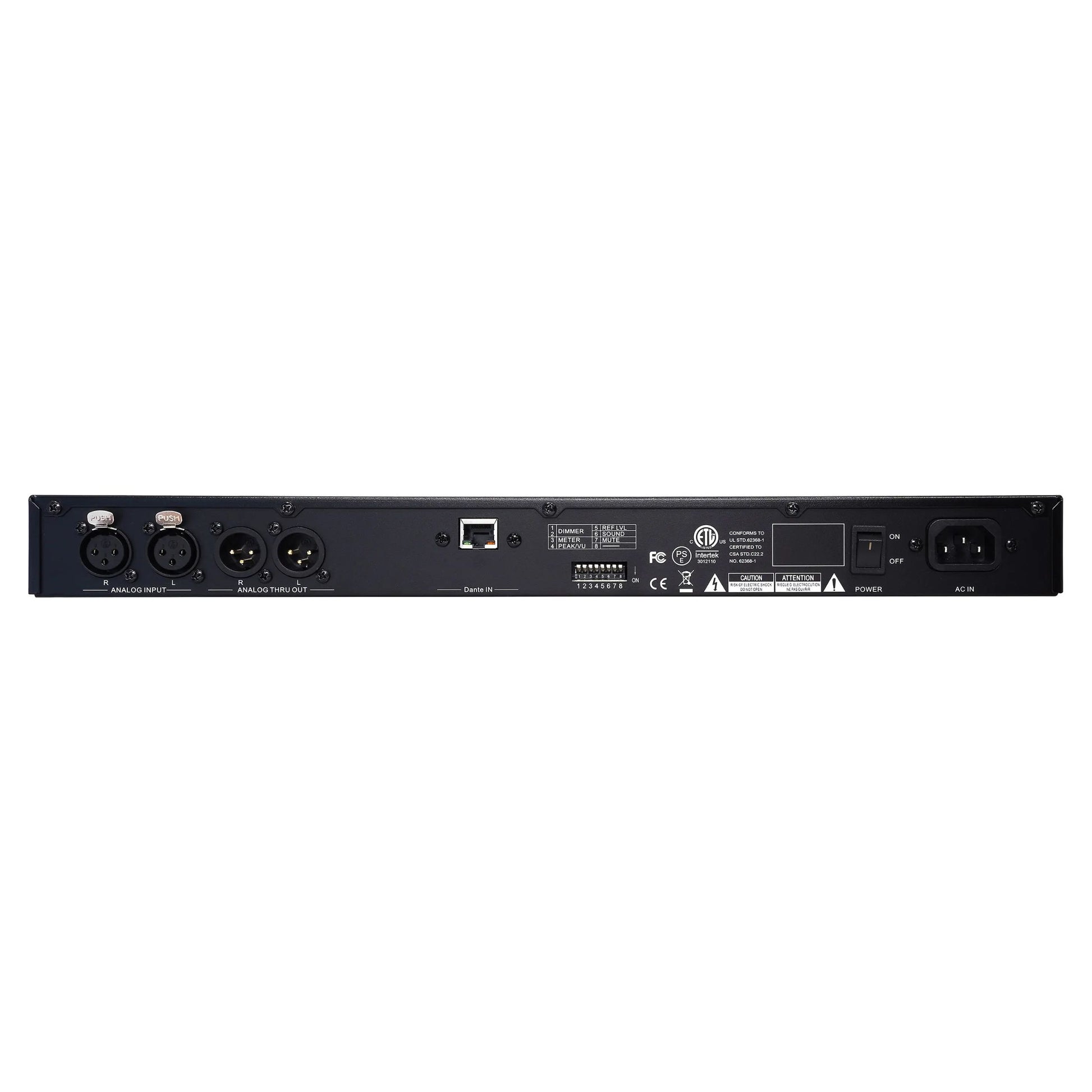 Rear ports view of Fostex RM-3DT Stereo Rack Monitor on white background
