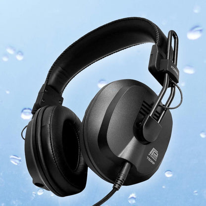 Angled view of Fostex T50RPmk4 RP Stereo Headphones on blue background