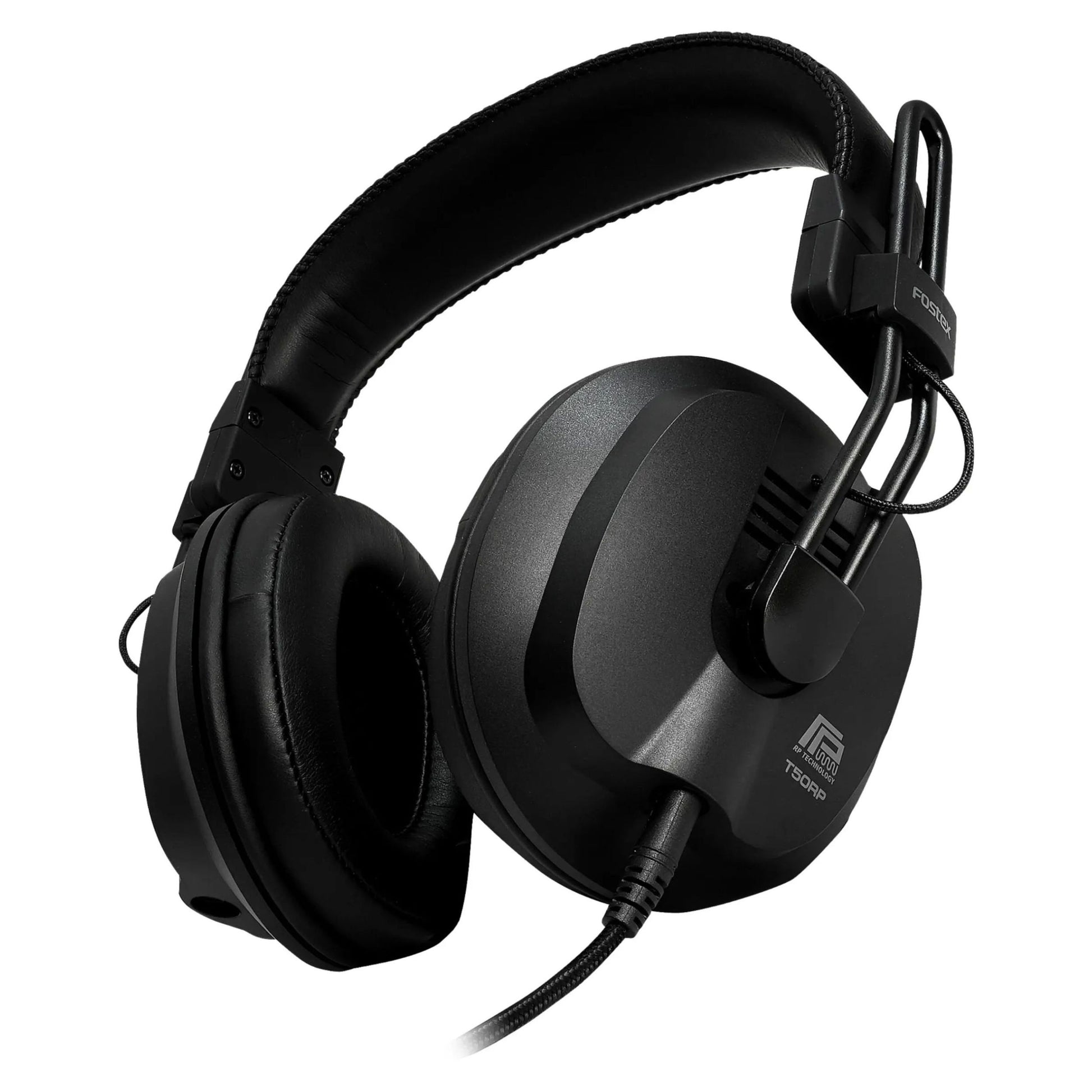 Angled view of Fostex T50RPmk4g RP Stereo Headphones on white background