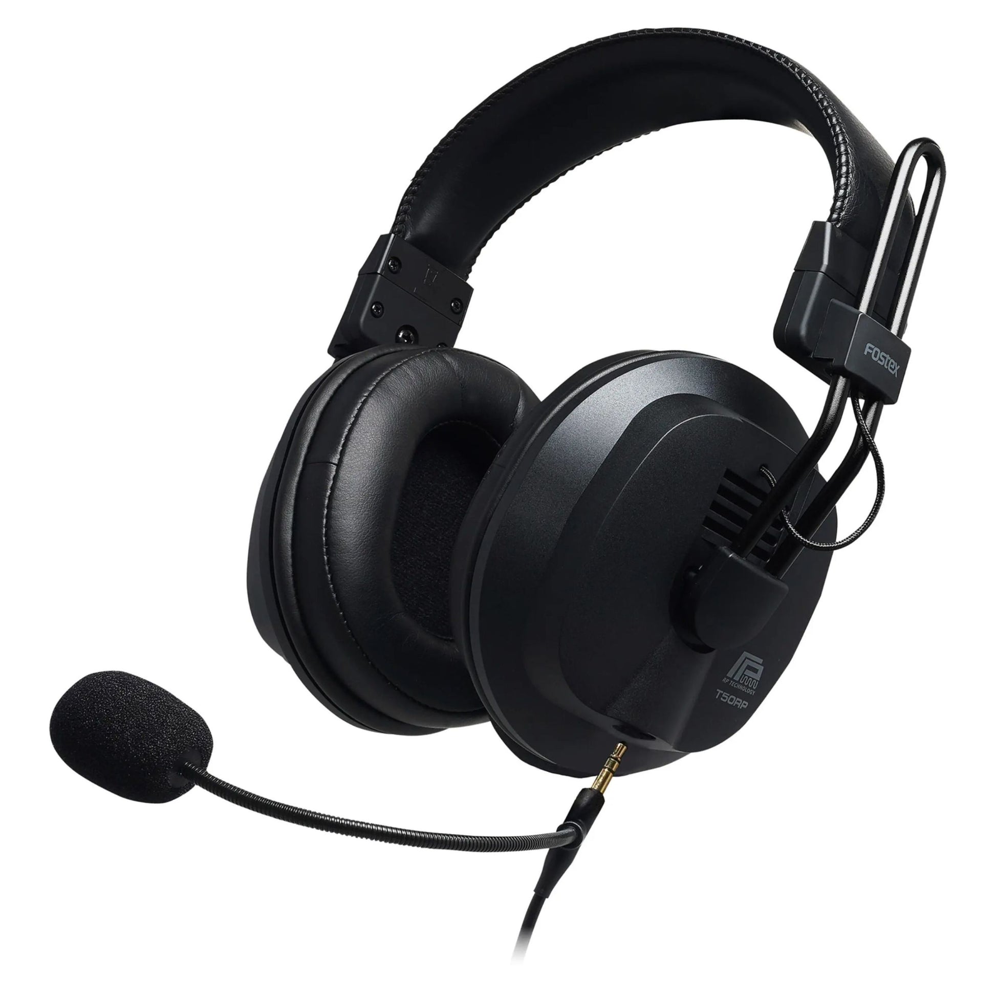 Angled view of Fostex T50RPmk4g+ RP Stereo Headphones on white background